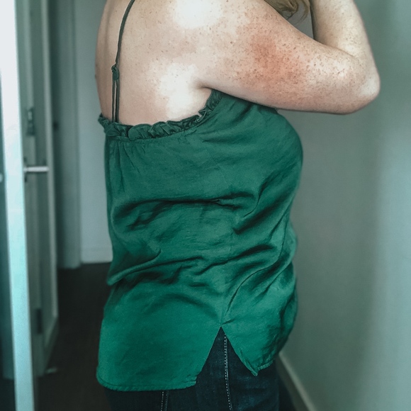 Cindee Satin Frill Cami | Emerald - Picture 3 of 4